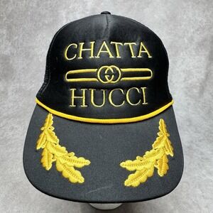 CHATTA HUCCI TRUCKER CAP HAT ALAN JACKSON CHATTAHOOCHEE YELLOW-GOLD EMBROIDERY